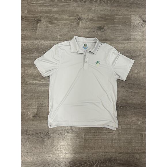 Chubbies Polo Shirt Mens Medium White Performance Stretch Palm Tree Golf - Picture 1 of 5